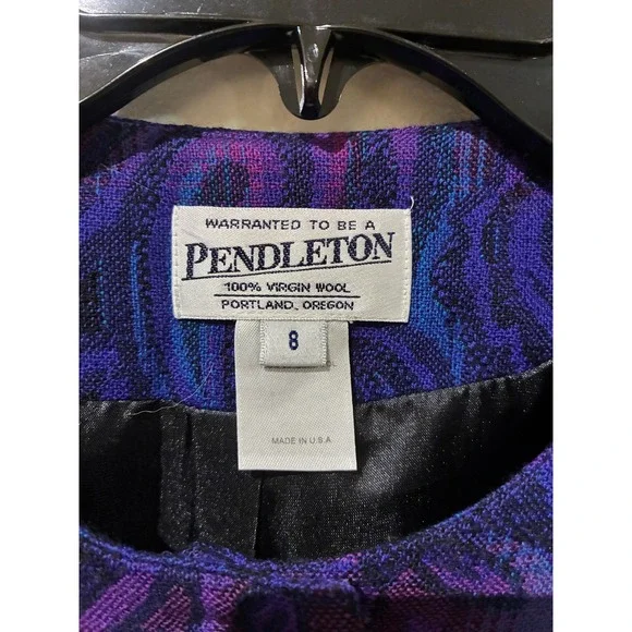 Pendleton Womens Purple Paisley Virgin Wool Blazer Jacket Made in USA Size 8 - Picture 4 of 6